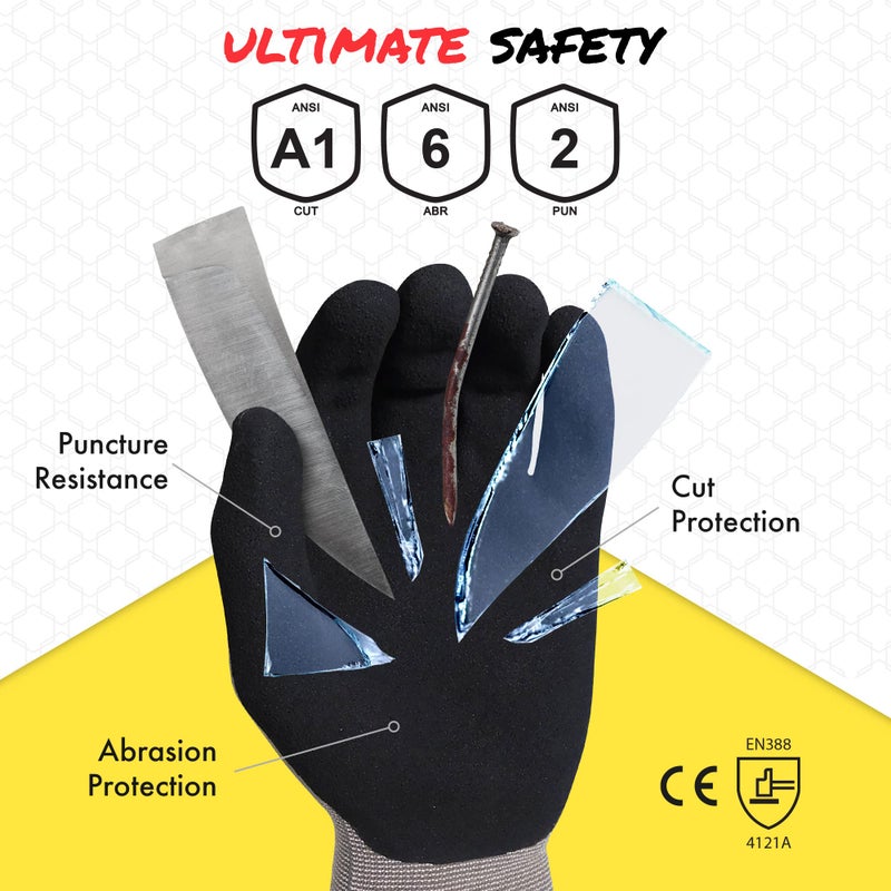 Quest Protective Apparel Cut and Puncture Resistant Work Gloves â€“ Lightweight Durable Graphene Safety Gloves - Construction, DIY, Kitchen and Mechanical Use for Men and Women- Large, Pack of 3 - Image 5